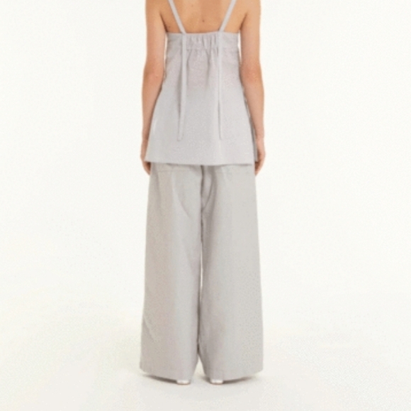 Tela Vanda Trousers In Pearl Grey Loose Wide Leg Cotton Linen Blend Small IT42 - Picture 2 of 13